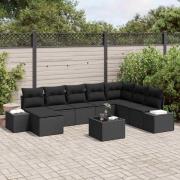 vidaXL Trädgårdsoffset med kudde 9 pcs 319 x 209 x 85 cm Poly rattan