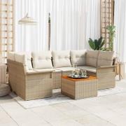 vidaXL Trädgårdsoffset 7 pcs Beige Poly rattan