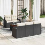 vidaXL Trädgårdsoffset 6 pcs Svart Poly rattan
