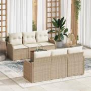 vidaXL Trädgårdsoffset 7 pcs Beige Poly rattan