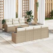 vidaXL Trädgårdsoffset 8 pcs Beige Poly rattan