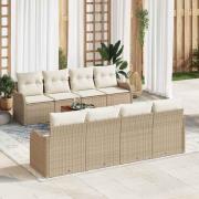vidaXL Trädgårdsoffset 9 pcs Beige Poly rattan
