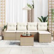 vidaXL Trädgårdsoffset 6 pcs Beige Poly rattan