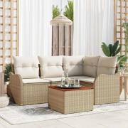 vidaXL Trädgårdsoffset 5 pcs Beige Poly rattan