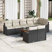 vidaXL Trädgårdsoffset 9 pcs Svart Poly rattan