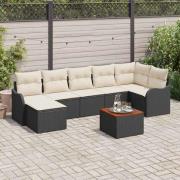 vidaXL Trädgårdsoffset 8 pcs Svart Poly rattan