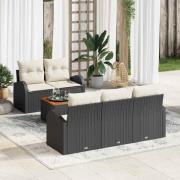 vidaXL Trädgårdsoffset 6 pcs Svart Poly rattan