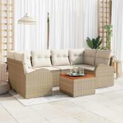 vidaXL Trädgårdsoffset 7 pcs Beige Poly rattan