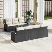 vidaXL Trädgårdsoffset 8 pcs Svart Poly rattan