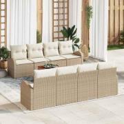 vidaXL Trädgårdsoffset 9 pcs Beige Poly rattan