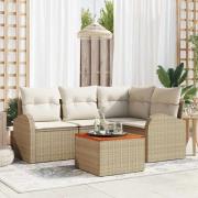 vidaXL Trädgårdsoffset 5 pcs Beige Poly rattan