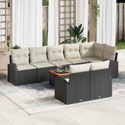 vidaXL Trädgårdsoffset 9 pcs Svart Poly rattan