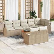vidaXL Trädgårdsoffset 9 pcs Beige Poly rattan