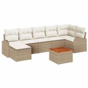 vidaXL Trädgårdsoffset 8 pcs Beige Poly rattan