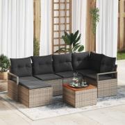 vidaXL Trädgårdsoffset med kudde 7 pcs Grå Poly rattan