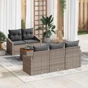 vidaXL Trädgårdsoffset med kudde 6 pcs Grå Poly rattan