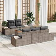 vidaXL Trädgårdsoffset med kudde 6 pcs Grå Poly rattan