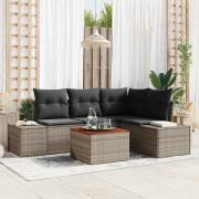 vidaXL Trädgårdsoffset med kudde 5 pcs Grå Poly rattan