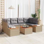 vidaXL Trädgårdsoffset med kudde 6 pcs Beige Poly rattan