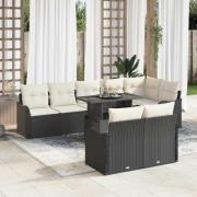 vidaXL Lounge-set med kudde 9 pcs Svart Poly rattan