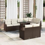 vidaXL Lounge-set med kudde 9 pcs Brun Poly rattan
