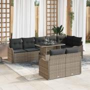 vidaXL Lounge-set med kudde 9 pcs Grå Poly rattan