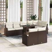 vidaXL Trädgårdsoffset 9 pcs Brun och gräddvit 100 x 55 x 73 cm