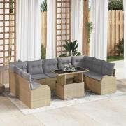 vidaXL Trädgårdsoffset 10 pcs beige och ljusgrå 100 x 55 x 73 cm
