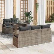 vidaXL Trädgårdsoffset med kudde 6 pcs Grå 100 x 55 x 73 cm
