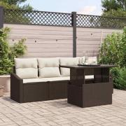 vidaXL Trädgårdsoffset 5 pcs Brun och gräddvit 100 x 55 x 73 cm