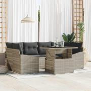 vidaXL Trädgårdsoffset med kudde 7 pcs Ljusgrå 100 x 55 x 73 cm