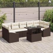 vidaXL Trädgårdsoffset 8 pcs Brun och gräddvit 100 x 55 x 73 cm