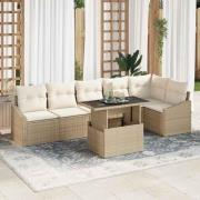 vidaXL Trädgårdsoffset 7 pcs beige och gräddvit 100 x 55 x 73 cm