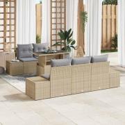 vidaXL Trädgårdsoffset 6 pcs beige och ljusgrå 100 x 55 x 73 cm