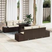vidaXL Trädgårdsoffset 7 pcs Brun och gräddvit 100 x 55 x 73 cm