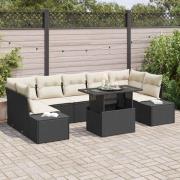 vidaXL Trädgårdsoffset 8 pcs Svart och gräddvit 100 x 55 x 73 cm