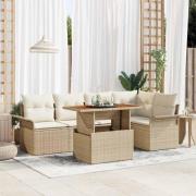 vidaXL Trädgårdsoffset 6 pcs beige och gräddvit 100 x 55 x 73 cm