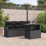 vidaXL Trädgårdsoffset med kudde 5 pcs Svart 100 x 55 x 73 cm