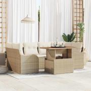 vidaXL Trädgårdsoffset 7 pcs beige och gräddvit 100 x 55 x 73 cm