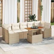 vidaXL Trädgårdsoffset 8 pcs beige och gräddvit 100 x 55 x 73 cm