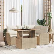 vidaXL Trädgårdsoffset 5 pcs beige och gräddvit 100 x 55 x 73 cm