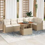 vidaXL Trädgårdsoffset 7 pcs beige och gräddvit 100 x 55 x 73 cm
