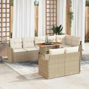 vidaXL Trädgårdsoffset 9 pcs beige och gräddvit 100 x 55 x 73 cm