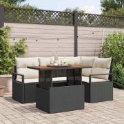 vidaXL Trädgårdsmöbelset 5 pcs Svart, Grädde 100 x 55 x 73 cm