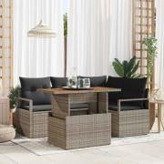 vidaXL Trädgårdsmöbelset med kudde 5 pcs Grå och Brun 100 x 55 x 73 cm