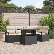 vidaXL Trädgårdsmöbelset 6 pcs Svart, Grädde 100 x 55 x 73 cm