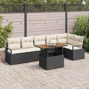 vidaXL Trädgårdsmöbelset 7 pcs Svart, Grädde 100 x 55 x 73 cm