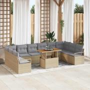vidaXL Trädgårdsoffset med kudde 11 pcs Beige, grå 100 x 55 x 73 cm