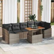 vidaXL Trädgårdsmöbelset med kudde 8 pcs Grå och Brun 100 x 55 x 73 cm