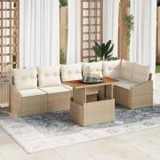 vidaXL Trädgårdsmöbelset 7 pcs Beige och gräddfärgad 100 x 55 x 73 cm